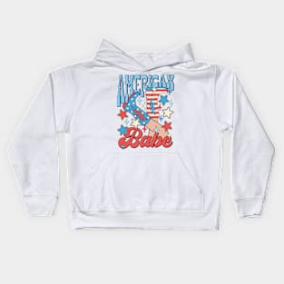 American Girl Babe, Cowboy Boots, 4th Of July, Independence Day Kids Hoodie